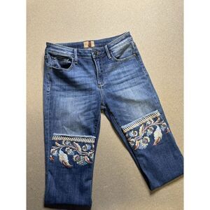 Driftwood Colette Jeans Womens 26 Blue Rise‎ Cuffed Embroidered